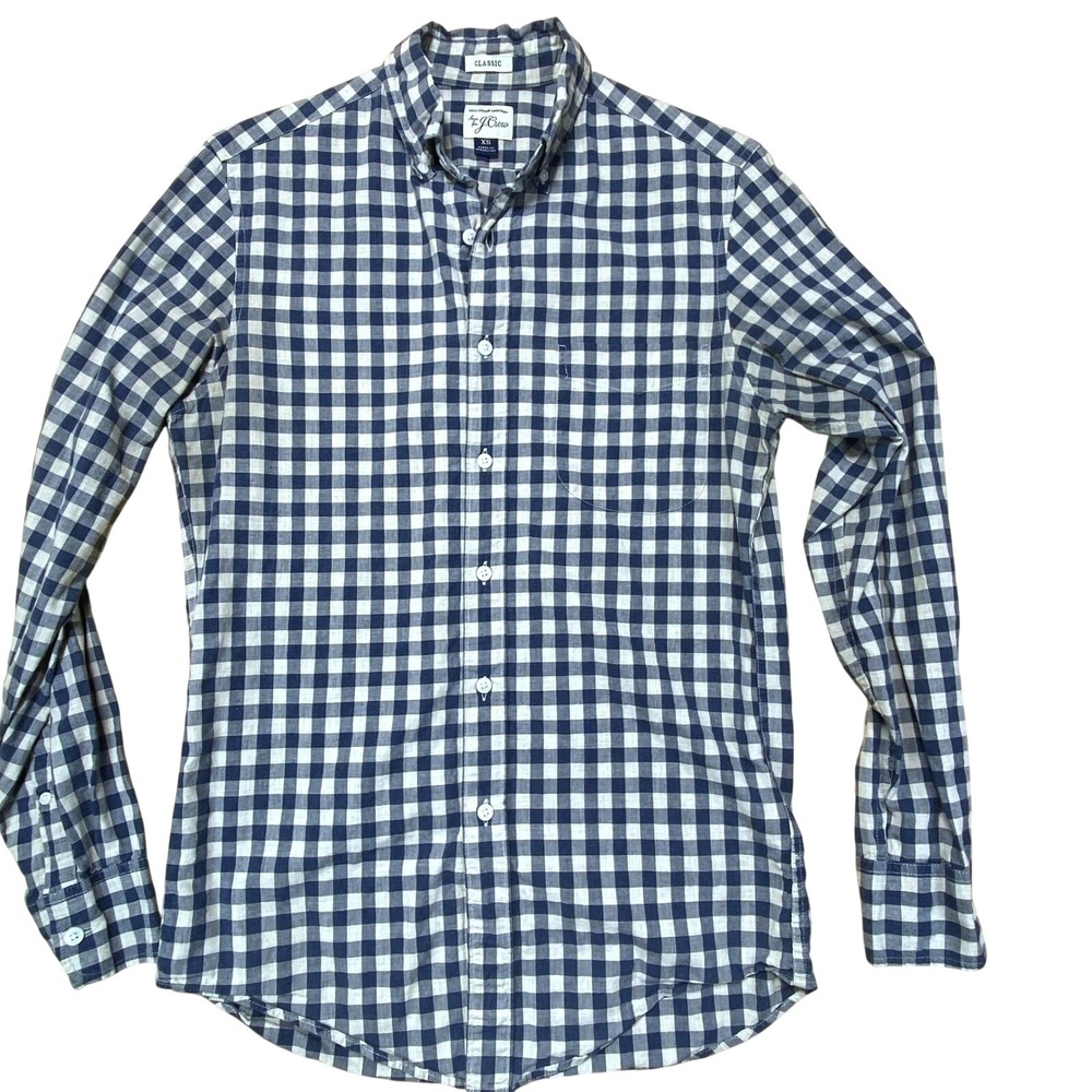 J.Crew Classic Fit Blue‎ Gingham Button-Down Shirt Men's XS